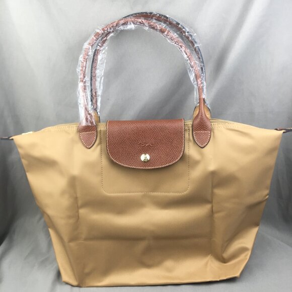 NWT Longchamp Le Pliage Original Large Shoulder Nylon Bag Tote IN Camel - Picture 3 of 12
